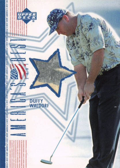 Duffy Waldorf America's Best 2002 Upper Deck Real Worn Golf Shirt Card