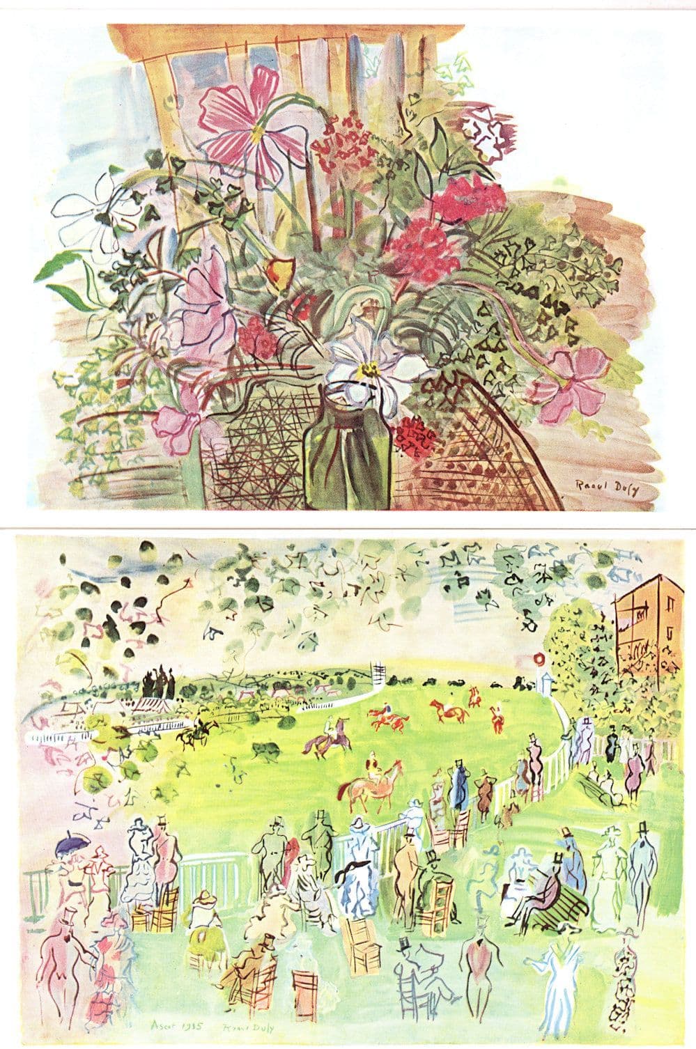 Dufy Flowers Preparing For The Start Ascot Horse Race 2x Postcard s