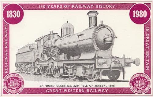 Duke Class 3284 Isle Of Jersey GWR Locomotive Train Postcard