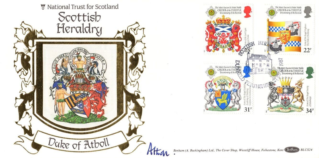 Duke Of Atholl Scottish Scotland Heraldry 1987 Hand Signed FDC