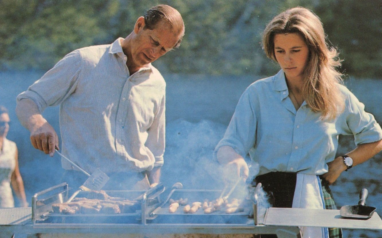 Duke Of Edinburgh Cooking Spare Ribs Sausages Barbeque 1972 Royal Limited Postcard
