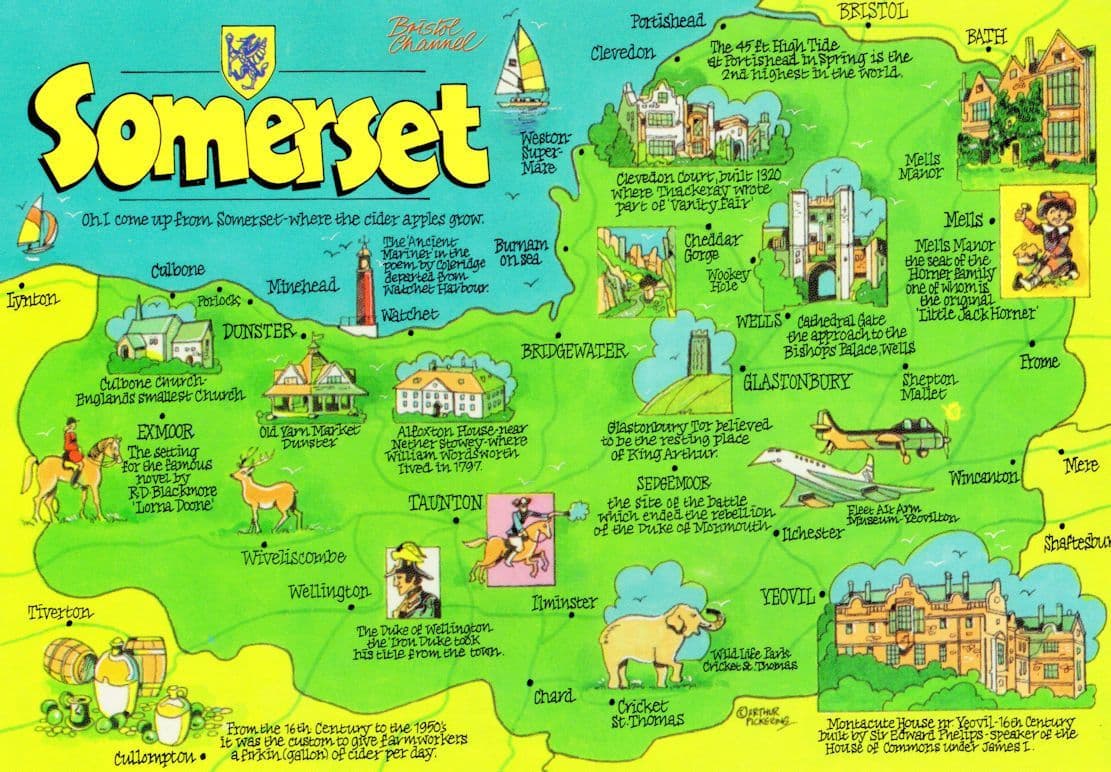Duke Of Wellington Lorna Doone Homer Family Somerset Map Postcard