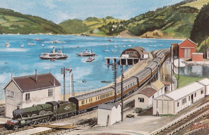 Dumbleton Hall Train No 4920 At Kings Wear Station Painting Postcard