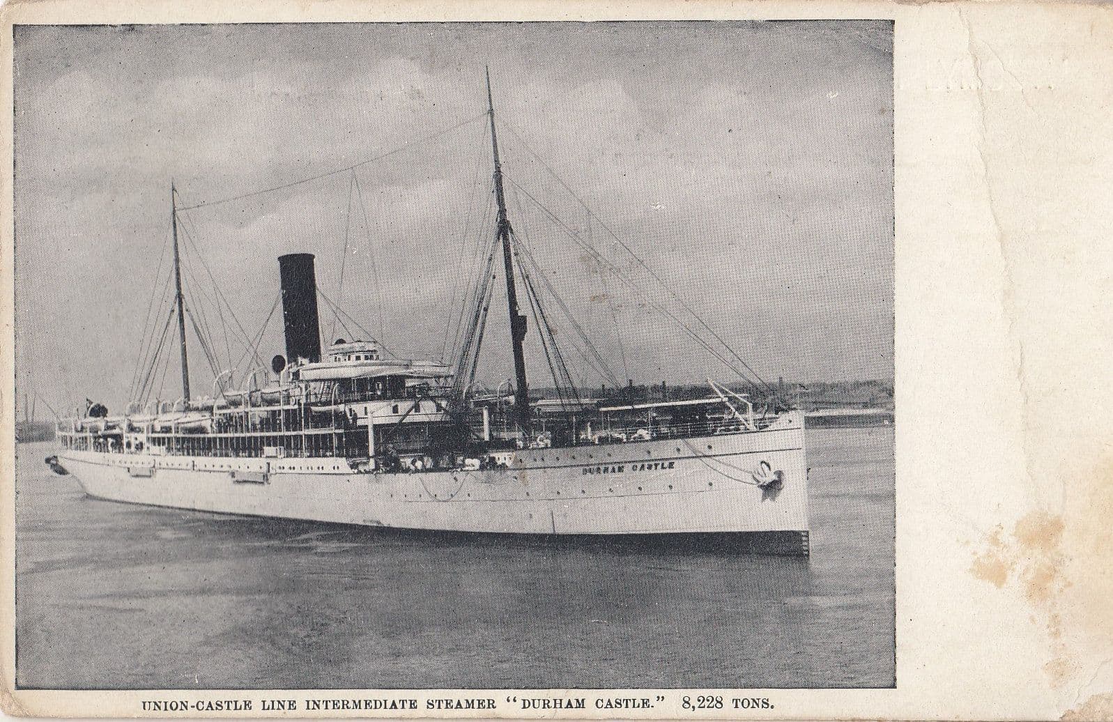 Durham Castle Steamer Antique Ship Postcard