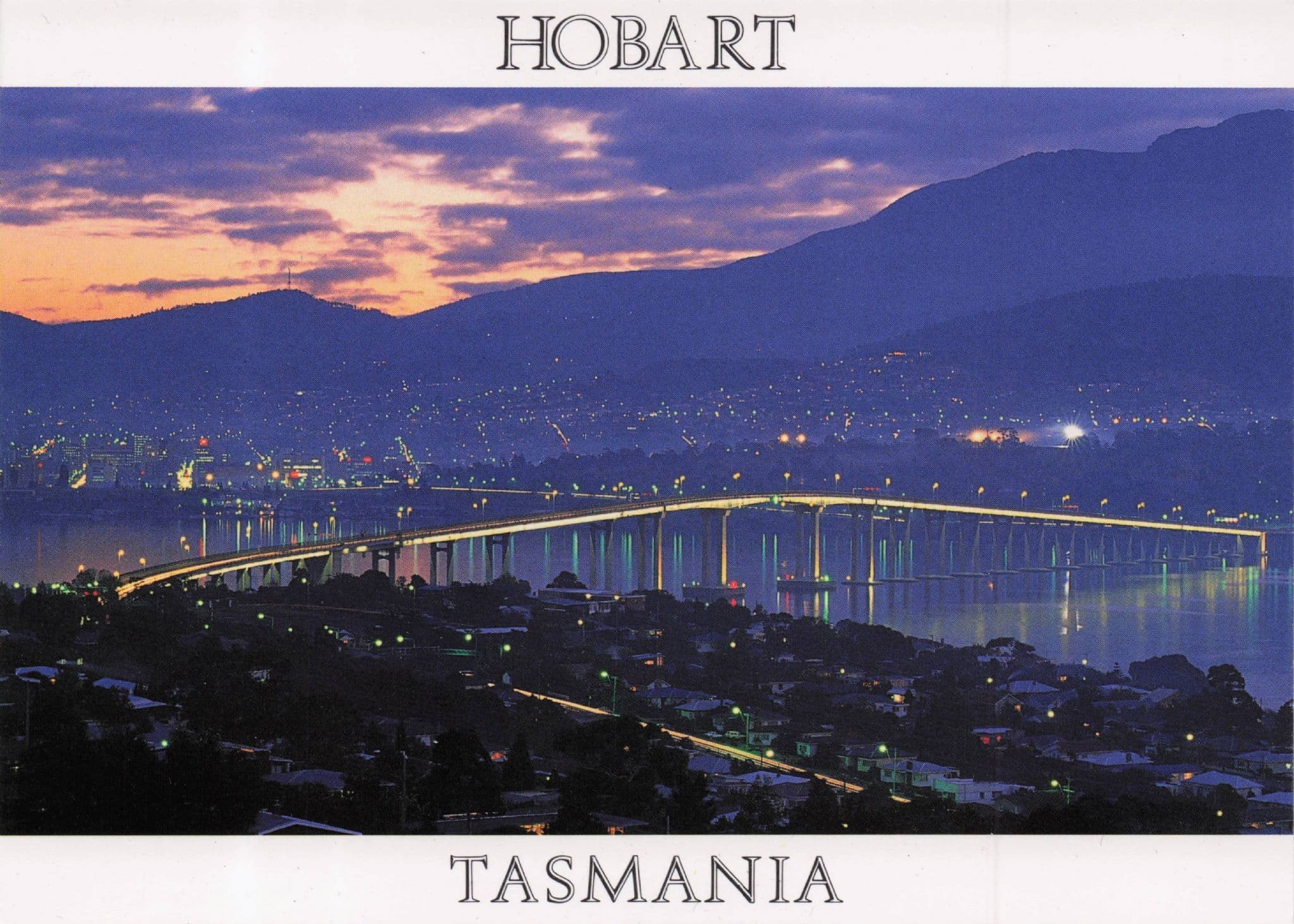 Dusk Hobart Tasmania Amazing Skies River Australia Photo Art Postcard
