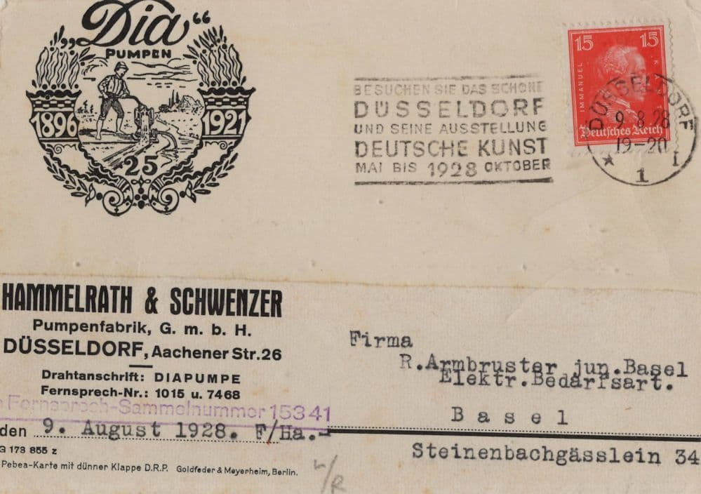 Dusseldorf Germany Old Pump Factory Antique Advertising Postcard