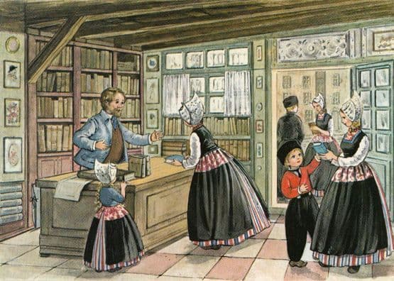 Dutch Bookshop Drawing Painting Holland 1980s Postcard