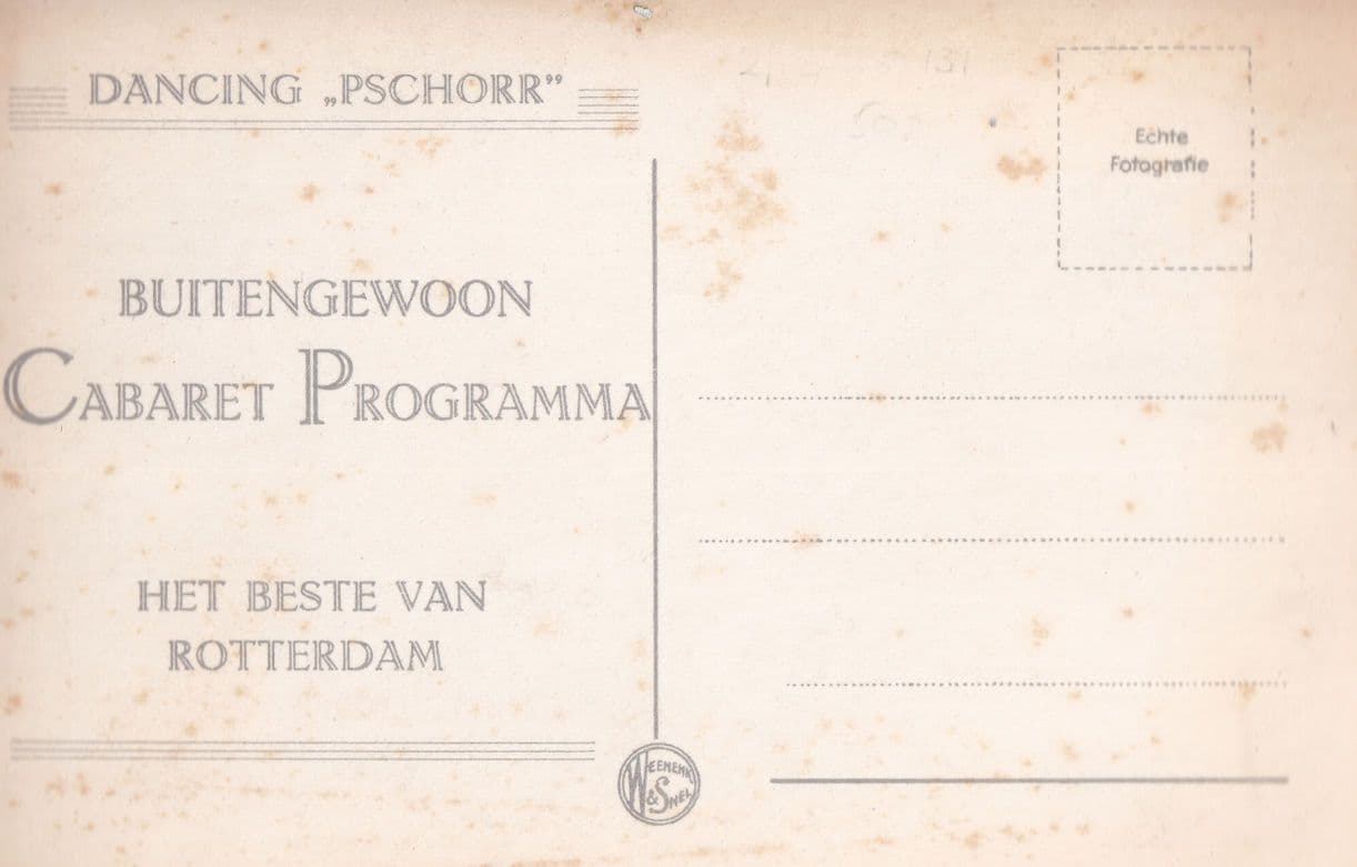 Dutch Dancing Pschorr Rotterdam Real Photo Cabaret Postcard