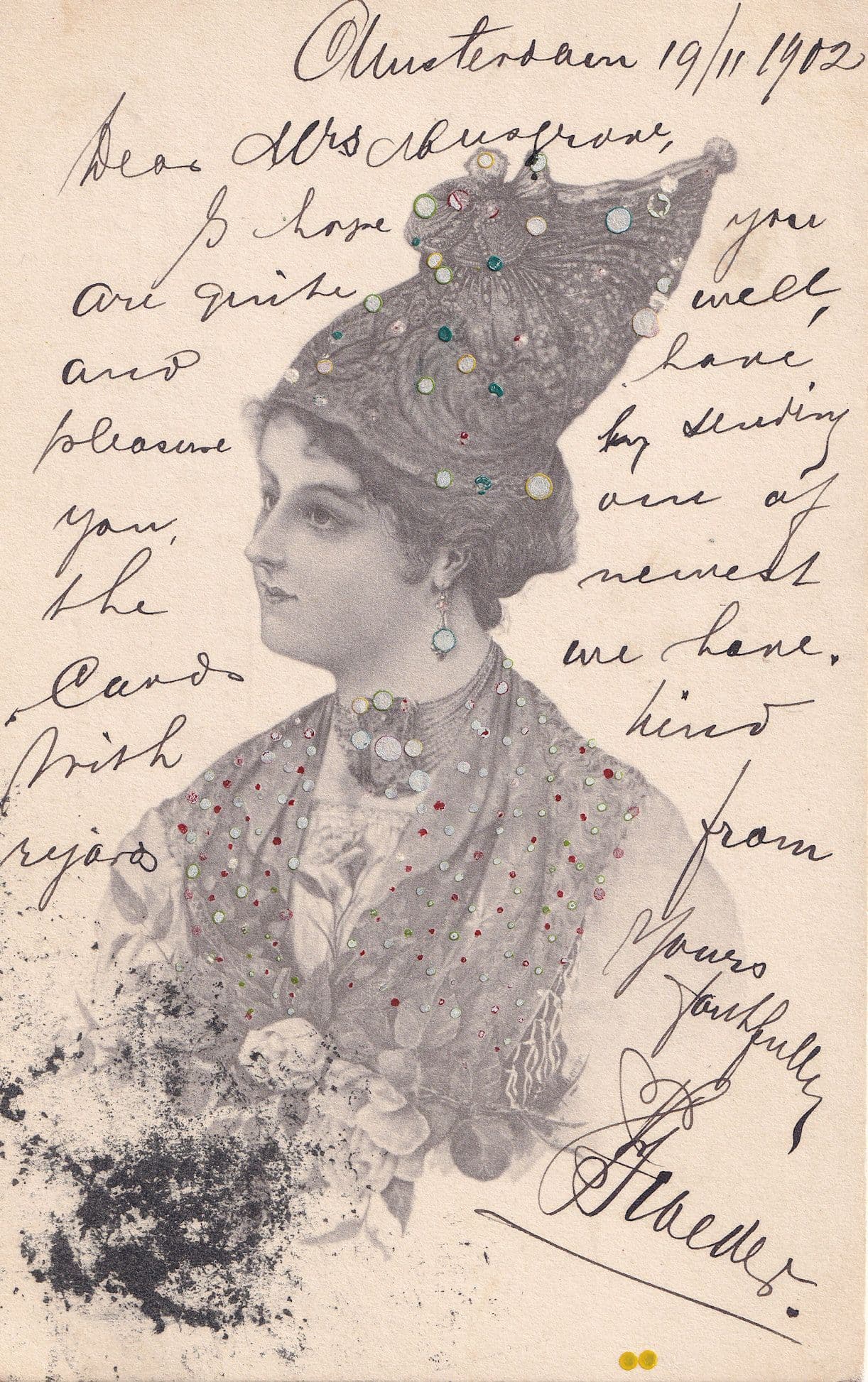 Dutch Holland Lady With Sparkling Emeralds Posh Fashion 1902 Postcard