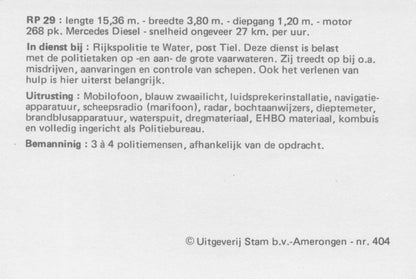 Dutch Holland Police Politie Mercedes Diesel Ship Boat Trade Photo Card