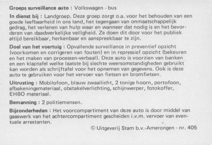 Dutch Holland Police Politie Volkswagen Bus Van Trade Photo Card