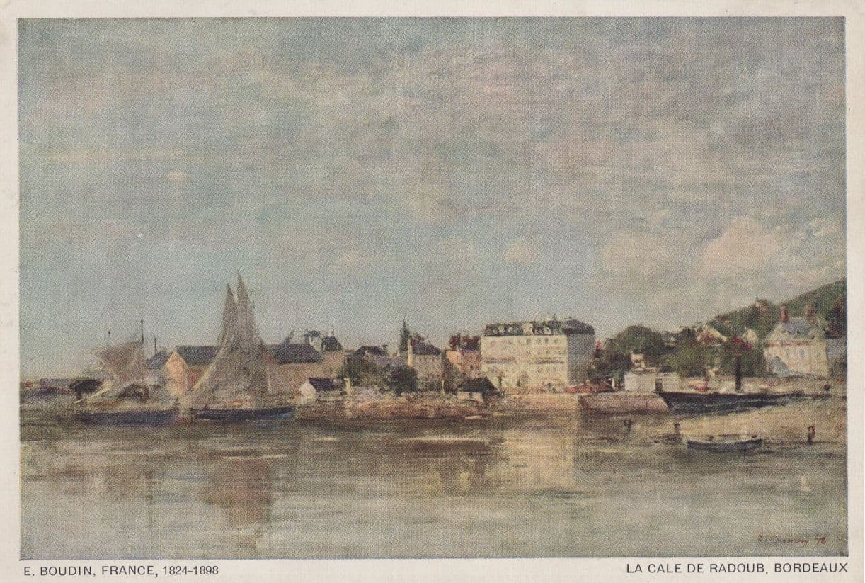E Boudin Victorian France in 1824 Boats Painting Postcard