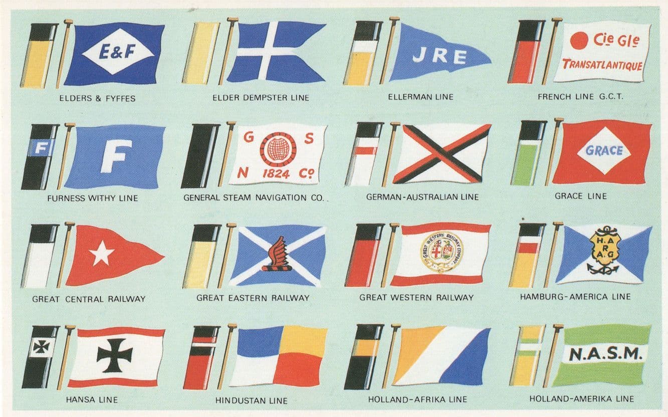 E&F Grace Hansa Holland America Africa Line Ship Flag Postcard