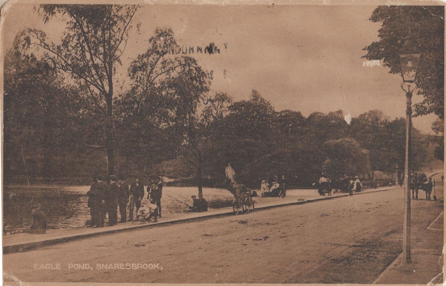 Eagle Pond Snaresborough Yorkshire Bicycle Antique Postcard