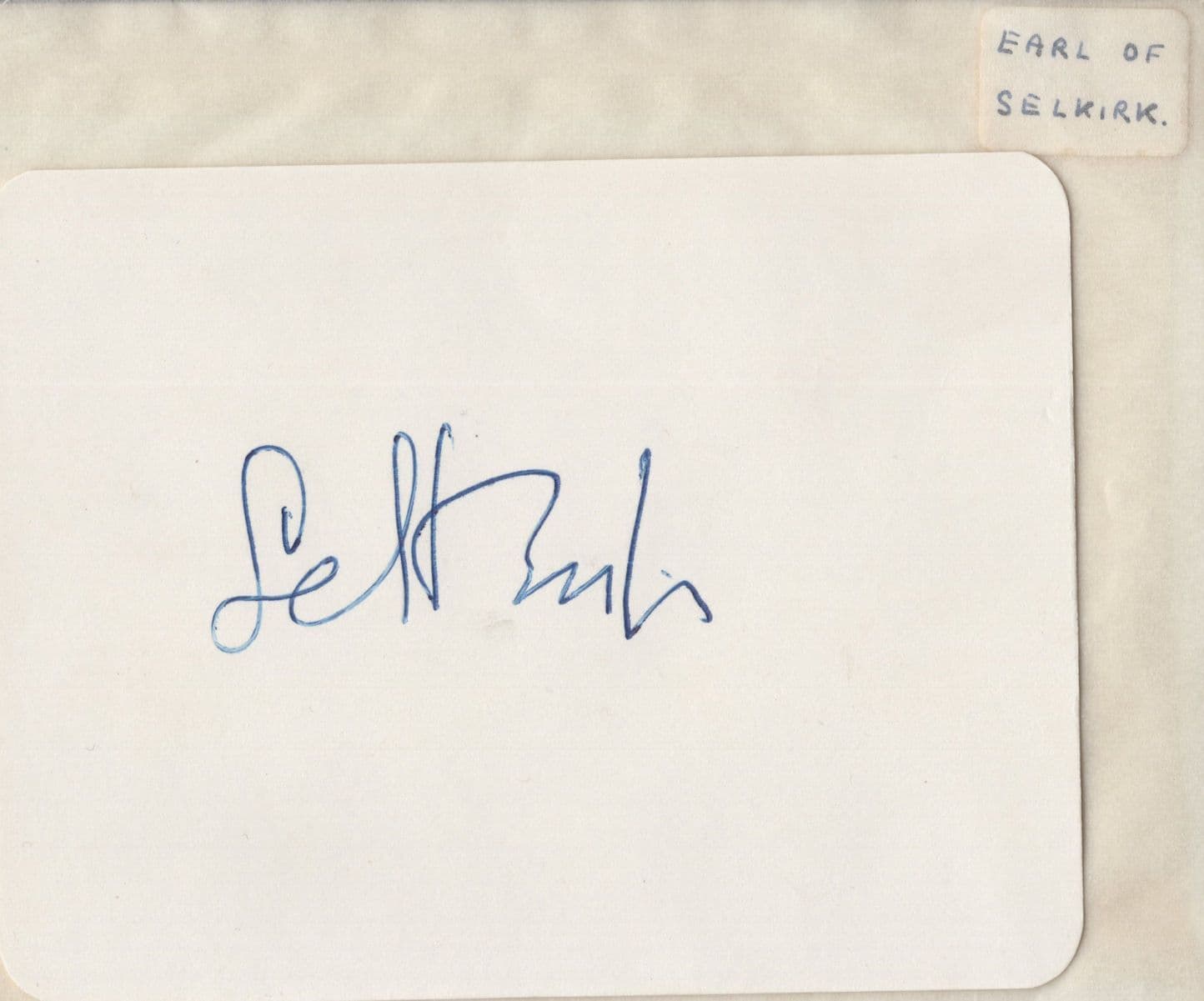 Earl Of Selkirk Hand Signed Autograph Signature Card