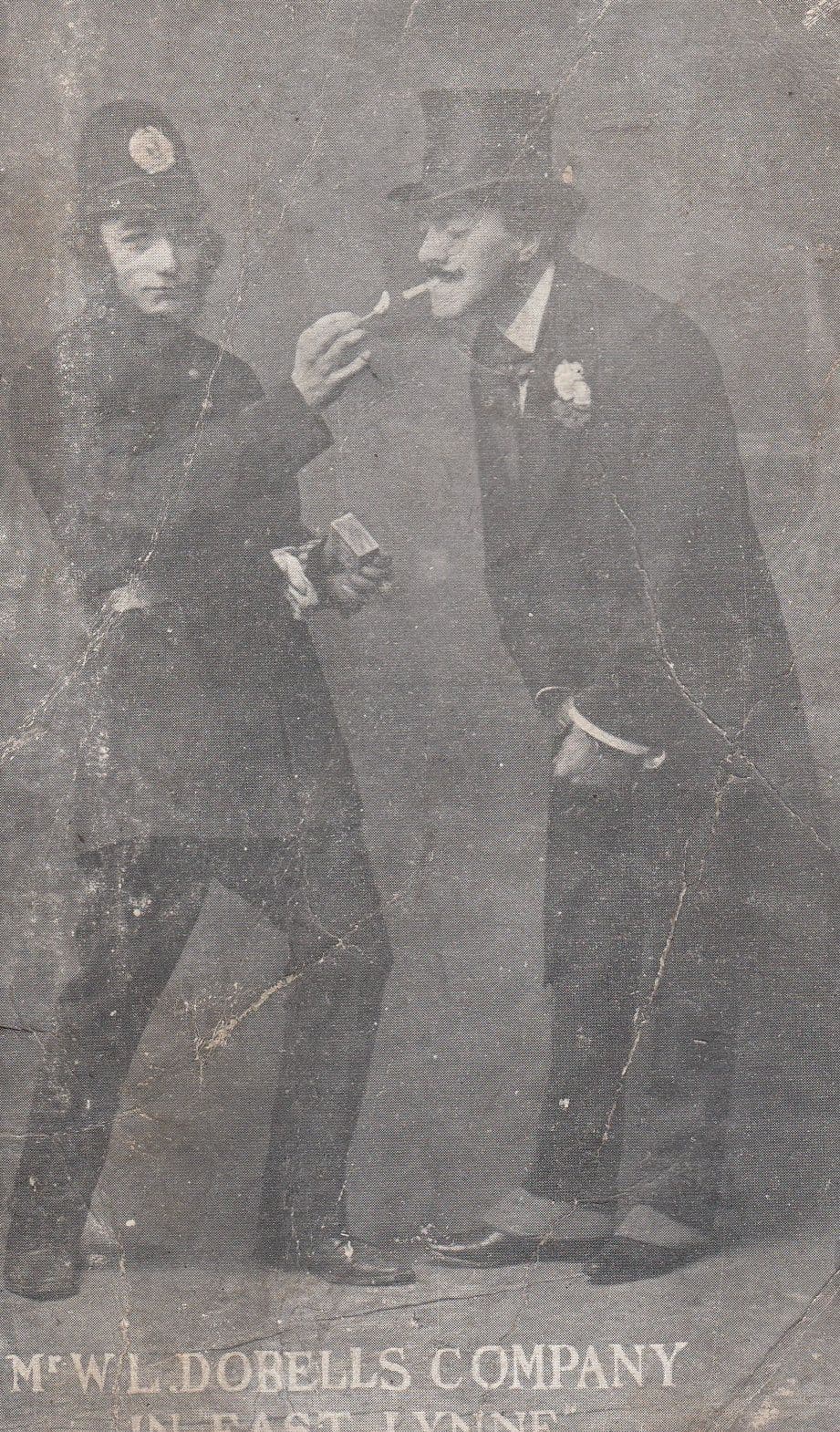 East Lynne Drama Play Padstow Policeman Very Worn Antique Postcard