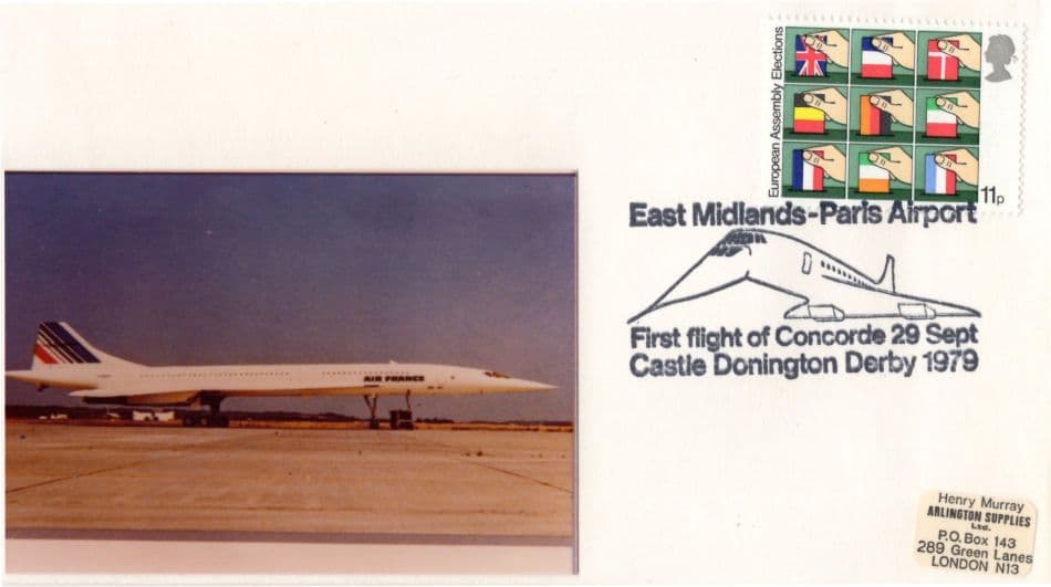 East Midlands To Paris Airport 1979 Concorde 29 First Flight Derby FDC