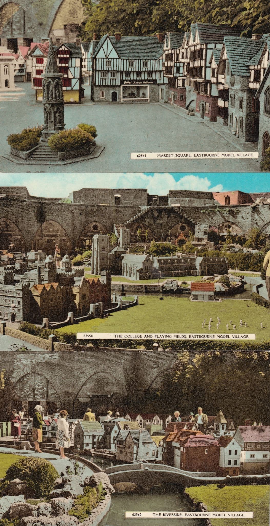 Eastbourne Model Village Cricket Match Market Square 3x Postcard s