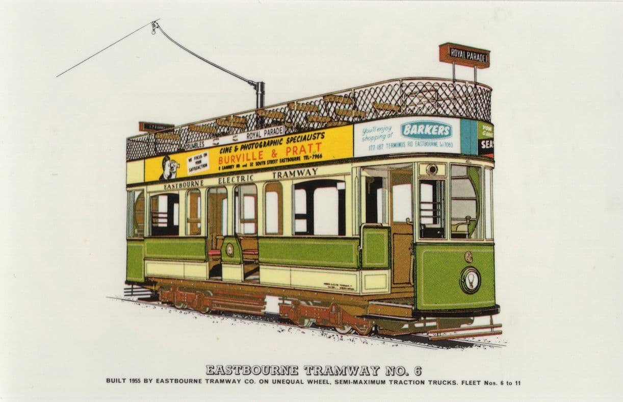 Eastbourne Tramway No 6 Royal Parade Old Promenade Bus Postcard