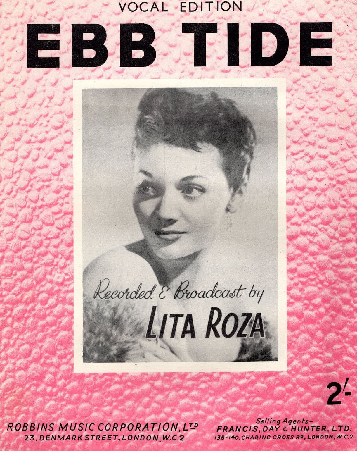 Ebb Tide Lita Roza Rare 1950s Sheet Music