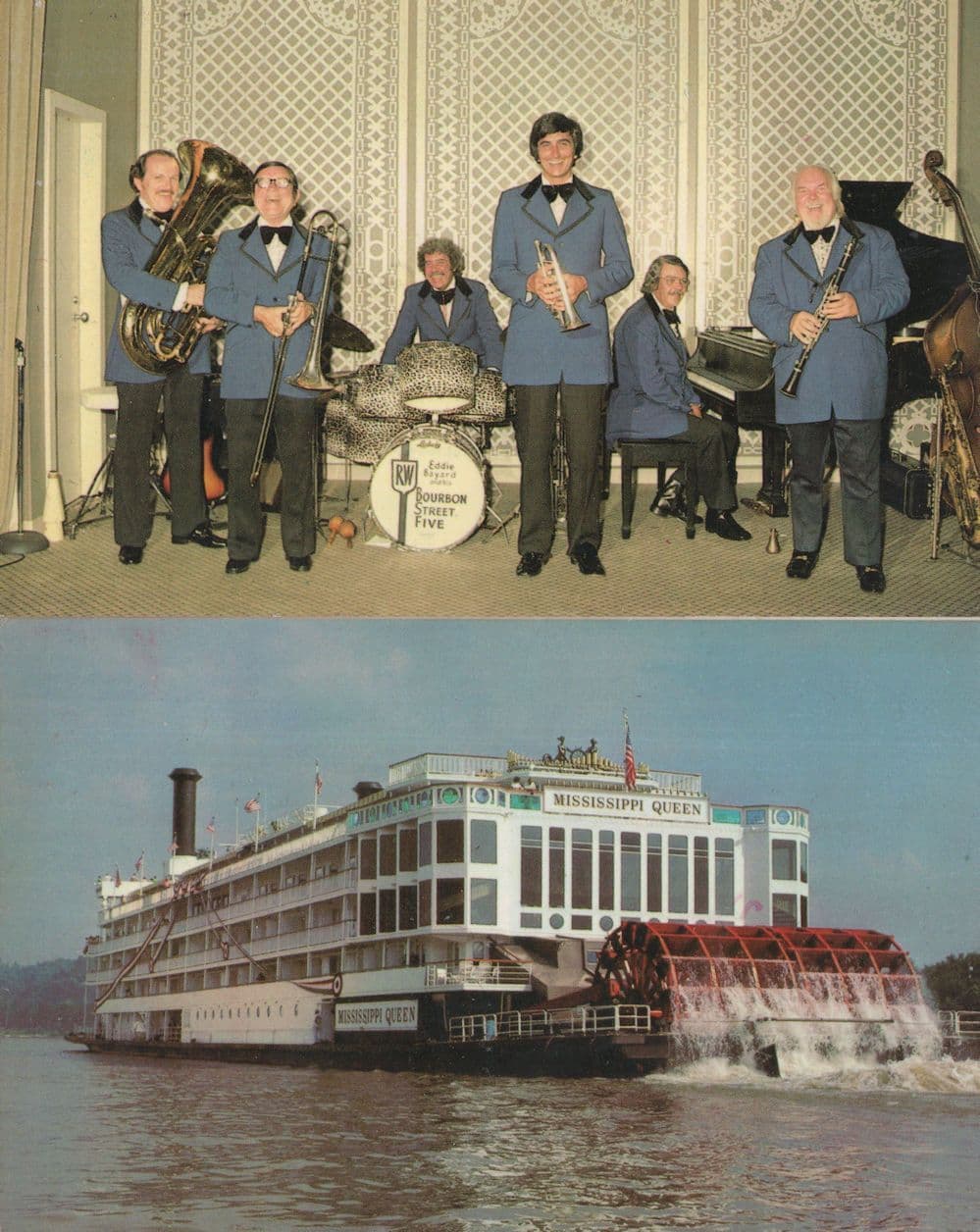 Eddie Bayard Dixieland Jazz Mississippi Queen Ship 2x Postcard s