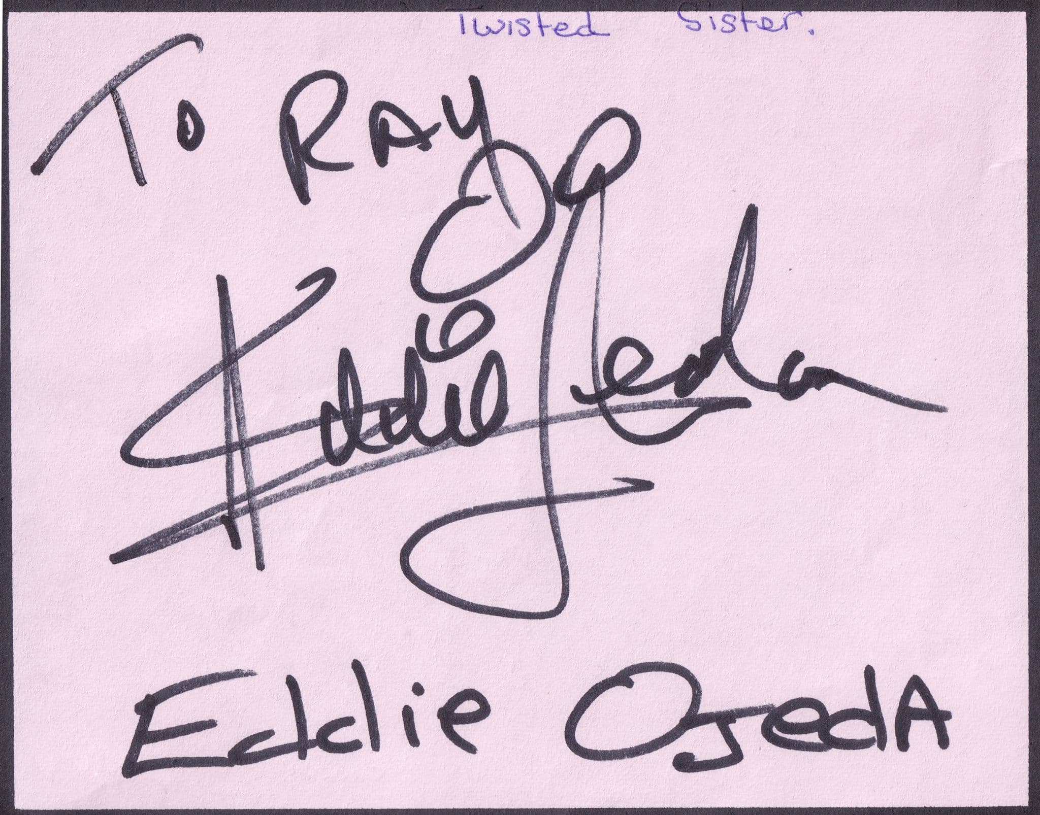 Eddie Ojeda Twisted Sister Heavy Metal Group Hand Signed Autograph