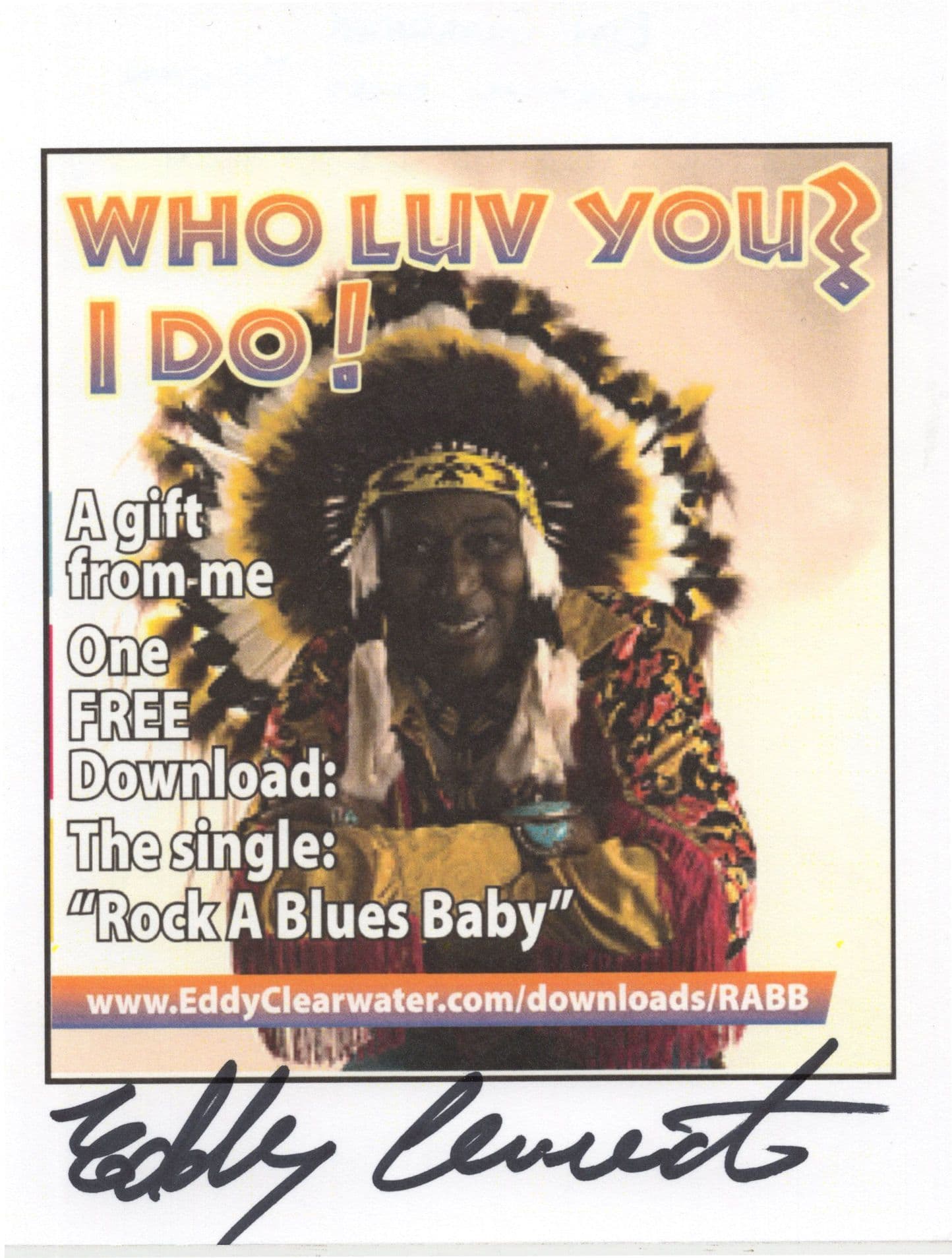 Eddy Clearwater Hand Signed Publicity Card Autograph