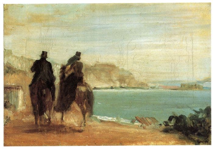 Edgar Degas Promenade Beside The Sea Painting Postcard