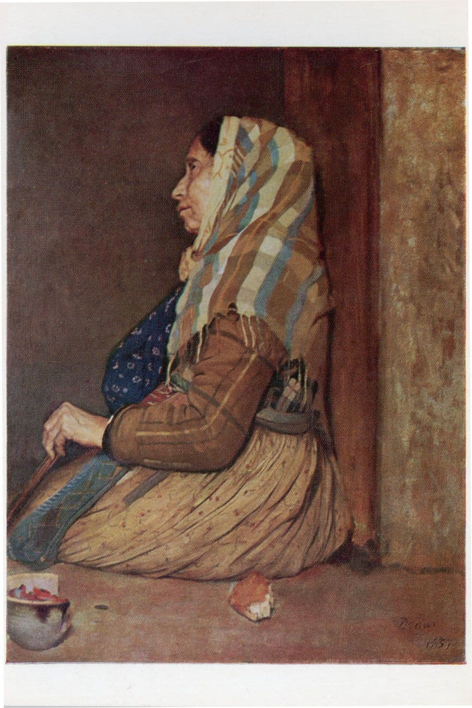Edgar Degas Roman Begging Woman Painting Birmingham Museum Postcard