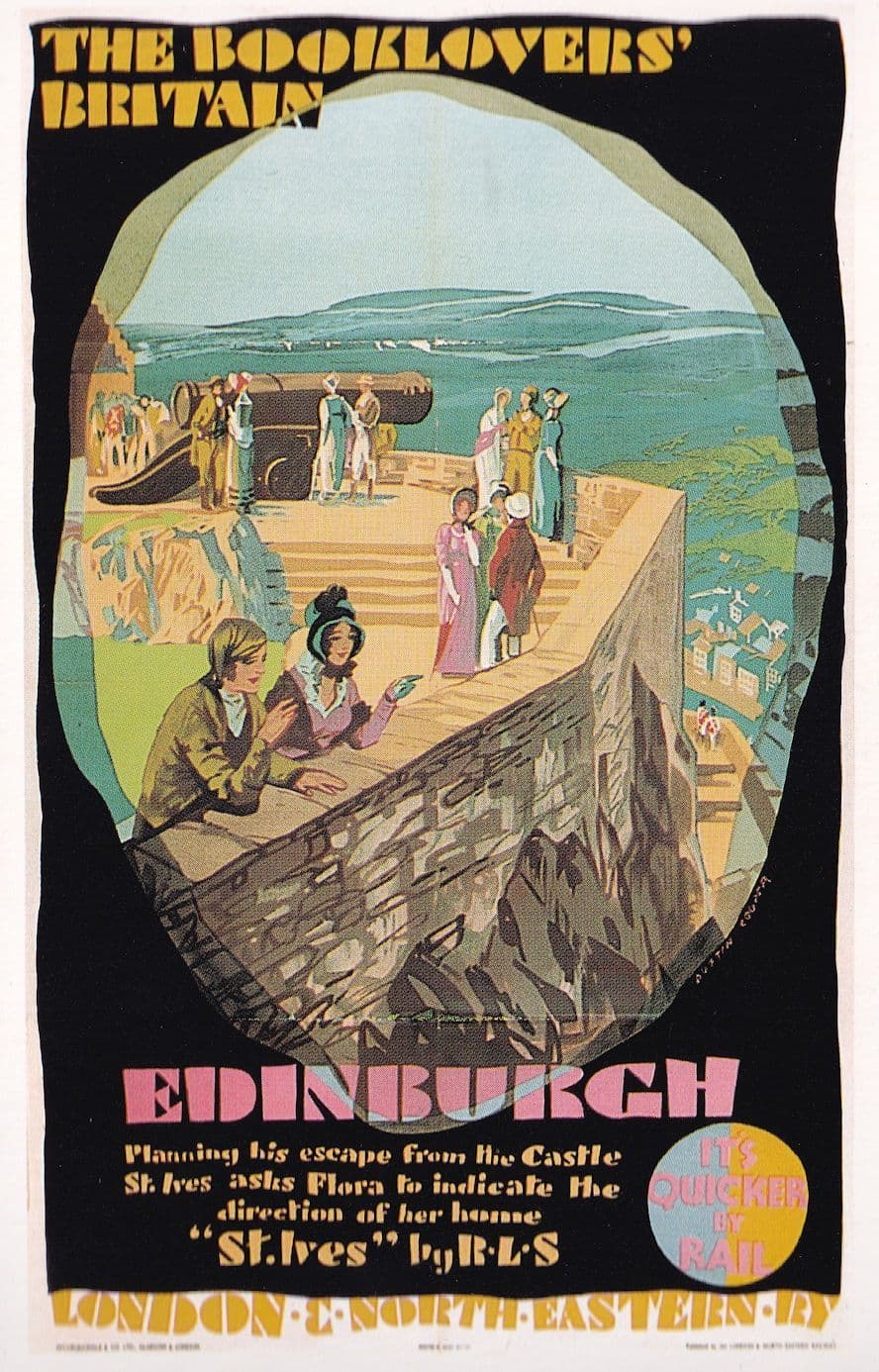 Edinburgh Travel By Train Book Lovers Britain Poster Postcard