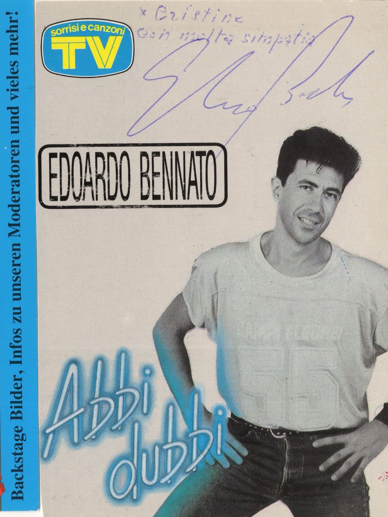 Edoardo Bennato Italian Rock Singer Blues Folk Hand Signed Photo
