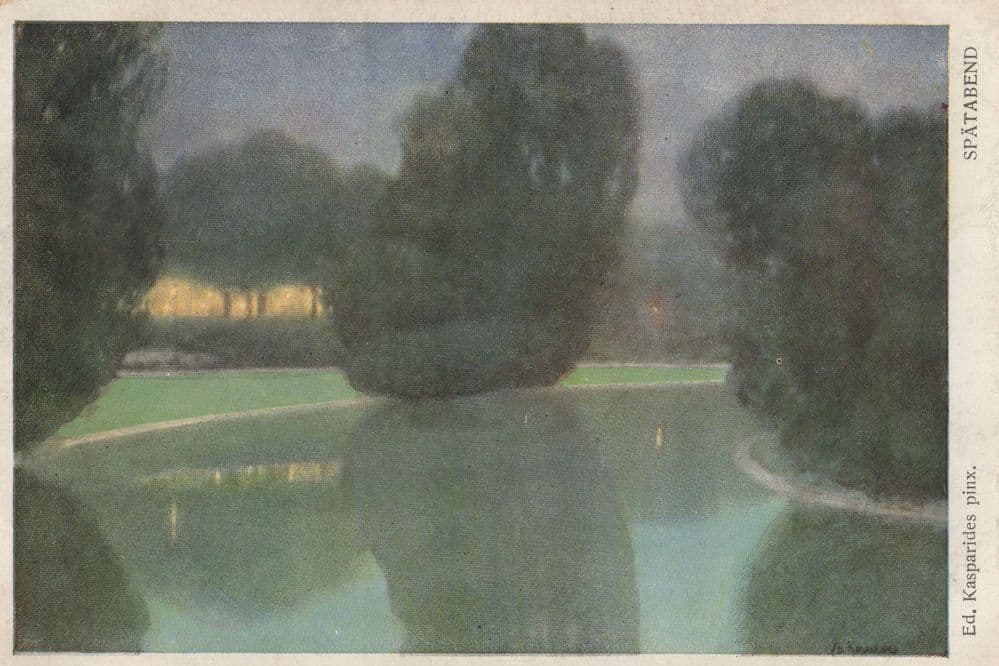 Eduard Kasparides Spatabend Antique German Painting Postcard