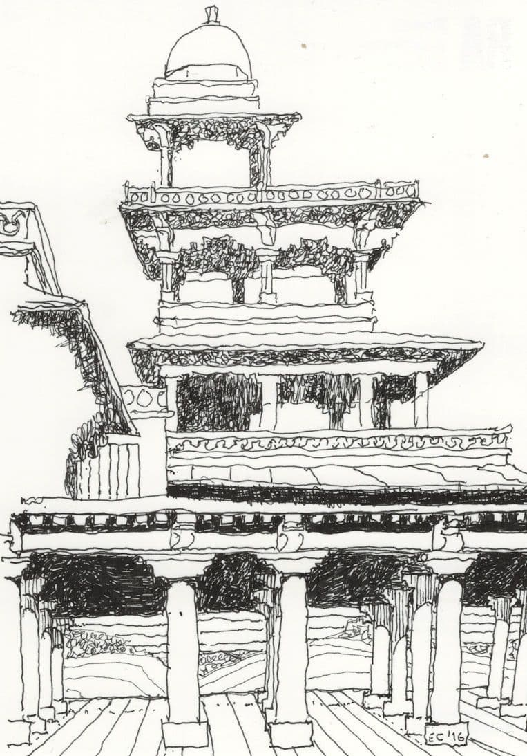 Edward Cullinan Fatipur Sikri Royal Academy Drawing Painting Postcard