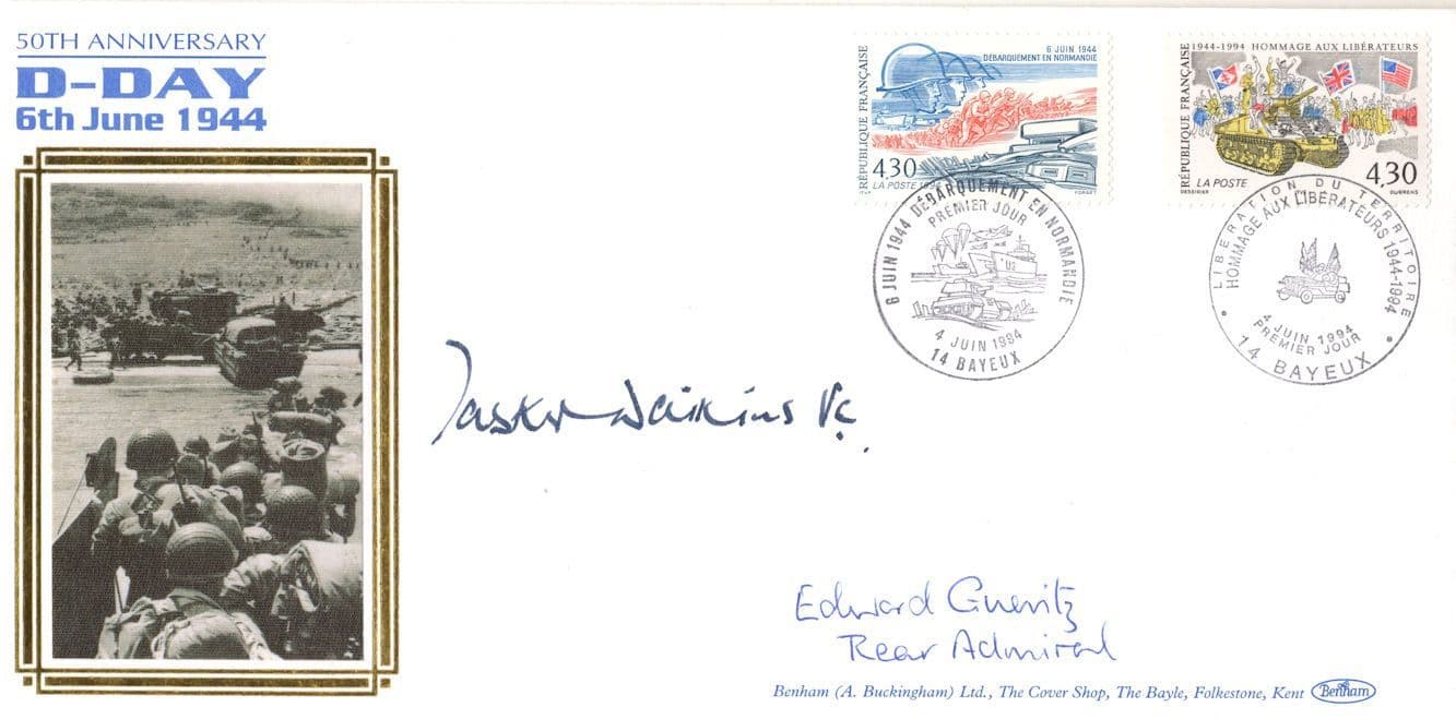 Edward Gueritz D-Day MULTI WW2 Veteran Hand Signed FDC