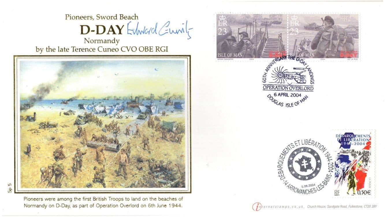 Edward Gueritz D-Day Terence Cuneo Painting WW2 Hand Signed FDC