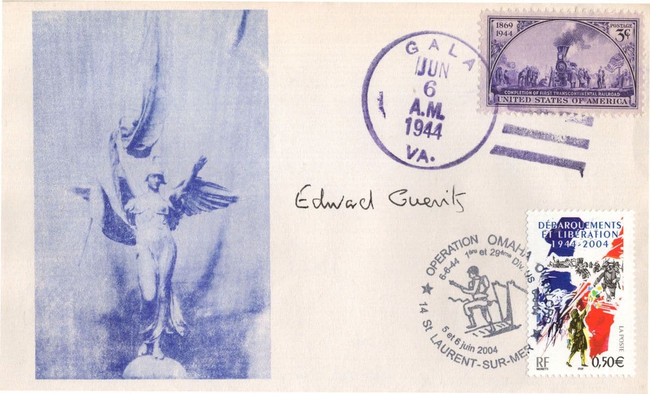 Edward Teddy Gueritz D-Day Veteran War Hero Hand Signed FDC & COA