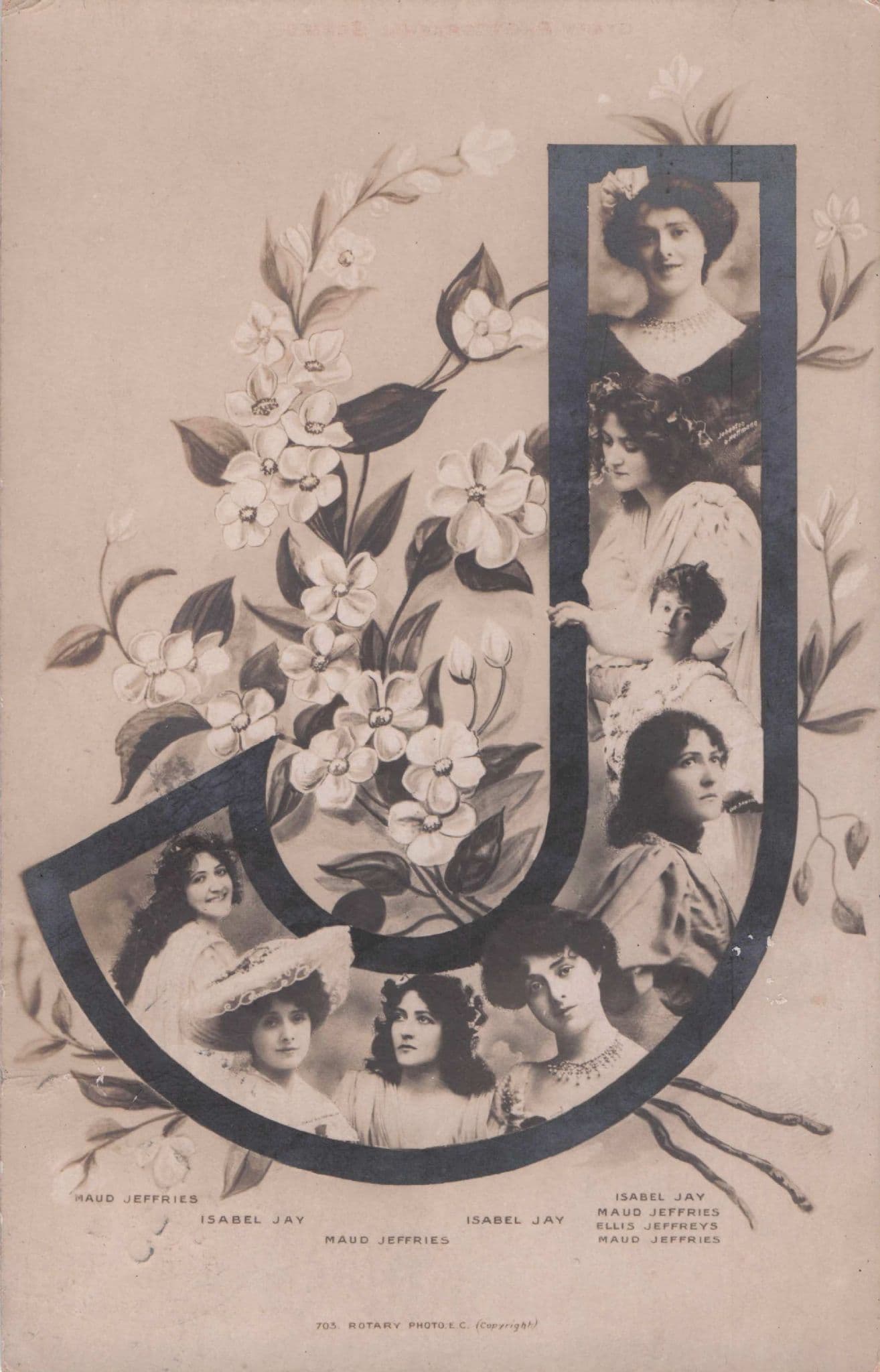 Edwardian Actress Big Letter J Old Isabel Jay Maud Jeffries Postcard