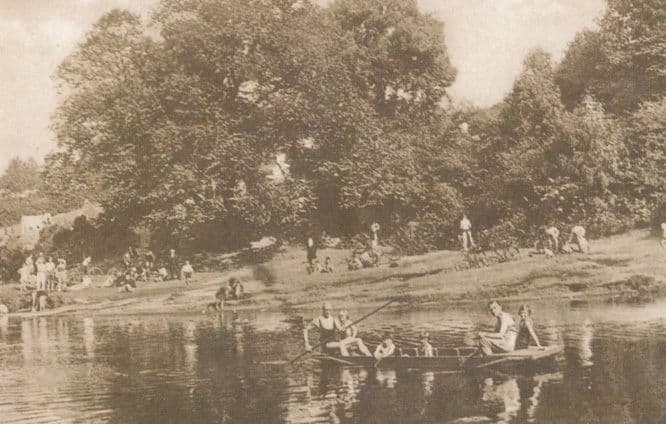 Edwardian Boat Boaters Punting On The River Nidd Knaresborough Large Postcard