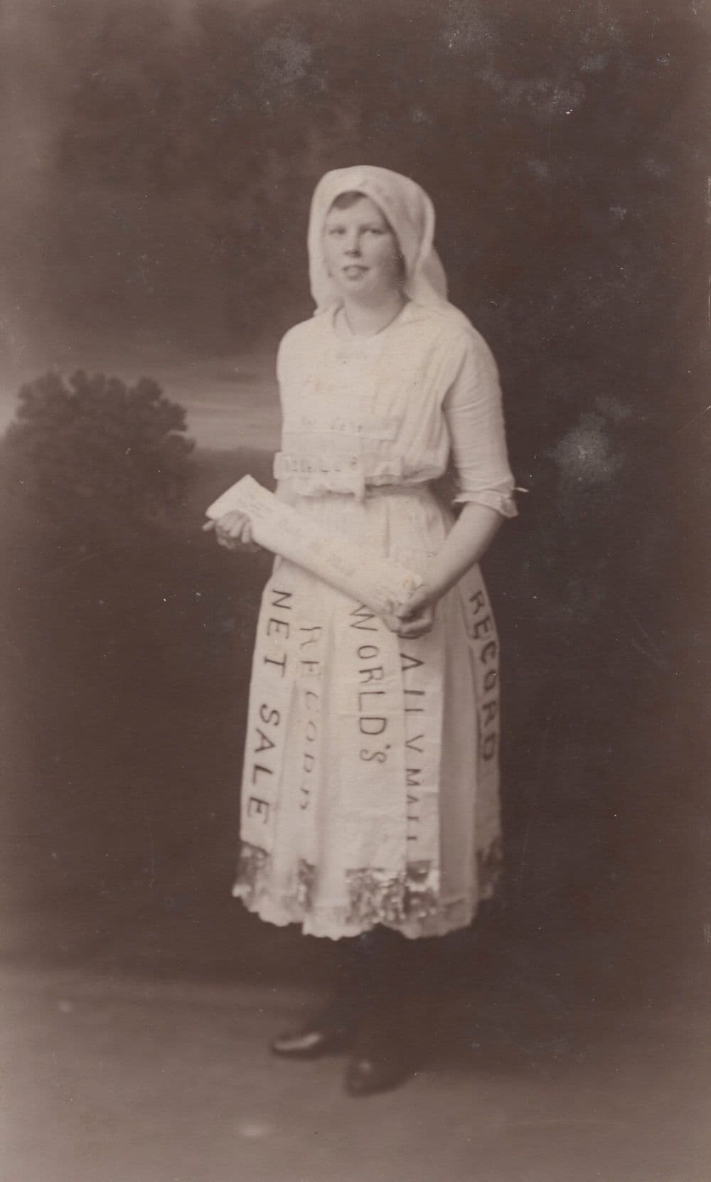 Edwardian Lady in World Record Skirt Fashion Old Real Photo Postcard