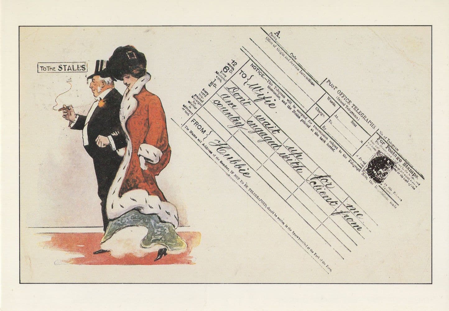 Edwardian Telegram To Lover Wife Telecommunications Postcard