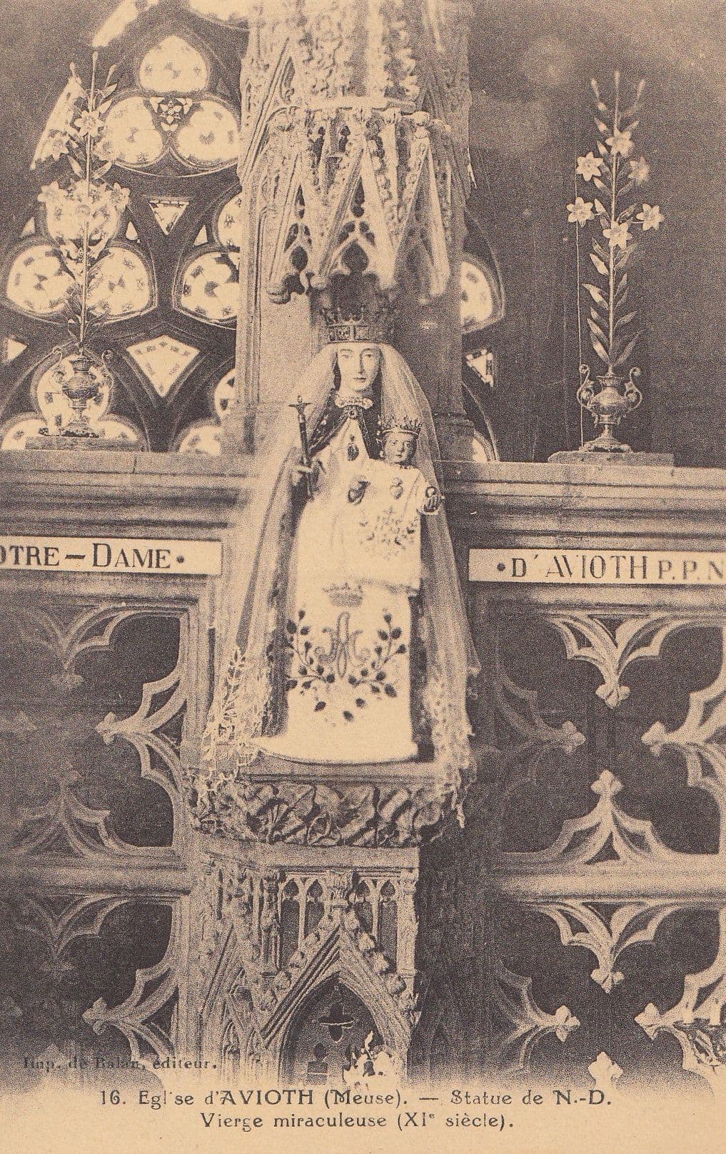 Egi Se D'Avioth Meune Statue De Notre Dame Vierge Miraculeuse Postcard