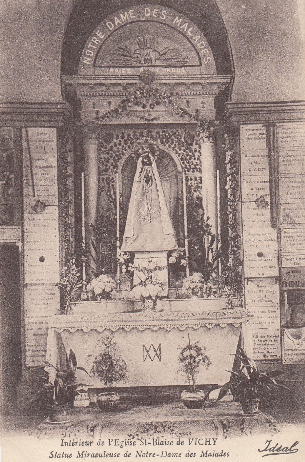 Eglise St San Blaise De Vichy Notre Dame Holy Mary Statue Old Postcard