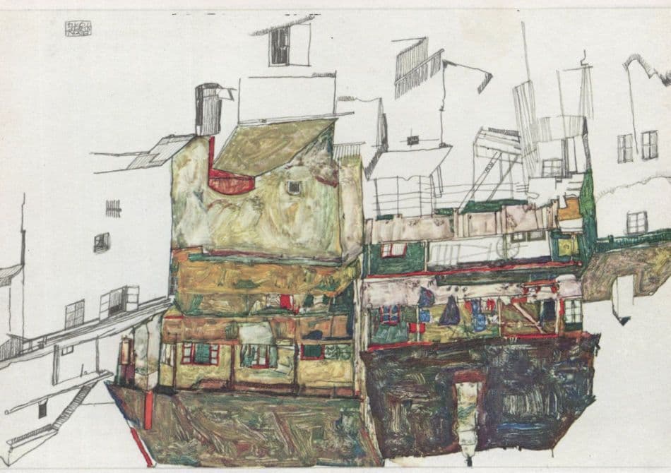 Egon Schiele Krumua In WW1 Austrian Art Painting Postcard