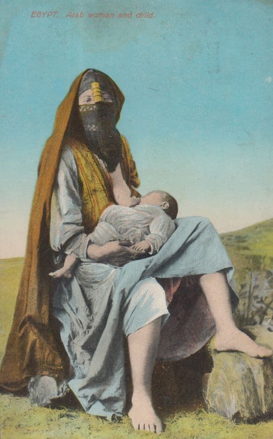 Egypt Native Arab Woman And Her Child Antique Egyptian Postcard