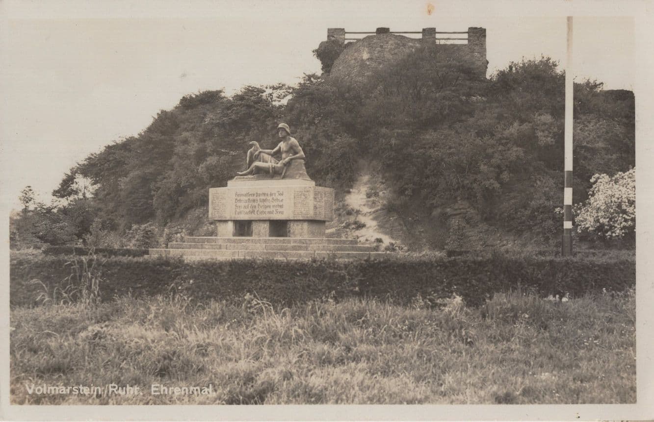 Ehrenmal Volmarstein Denkmal German Old Real Photo Postcard