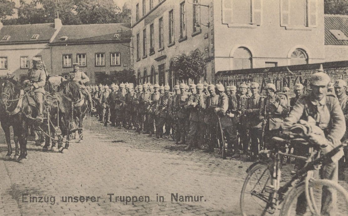 Einzug Unserer Truppen In Namur German Feldpost Army Military Bicycle Postcard