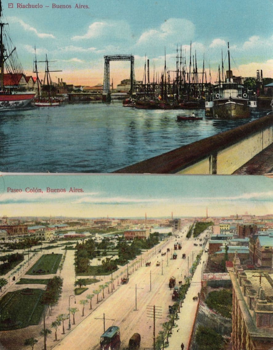 El Riachuelo Paseo Colon 2x Buenos Aires Argentina Old Postcard s