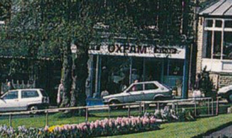 Elderly Man Looking At Oxfam Store Harrogate Yorkshire Postcard