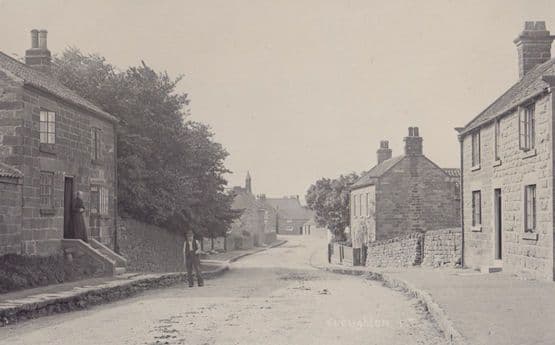 Elderly Man Visiting Old Lady at Cloughton Antique Real Photo Postcard