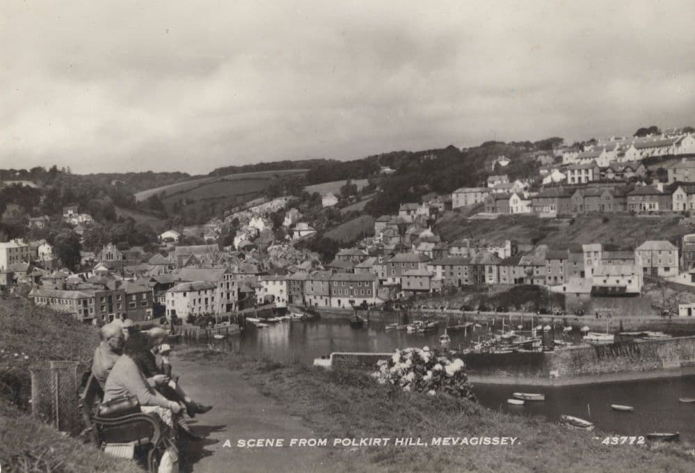 Elderly People at Polkirt Hill Mevagissey Cornwall RPC Postcard